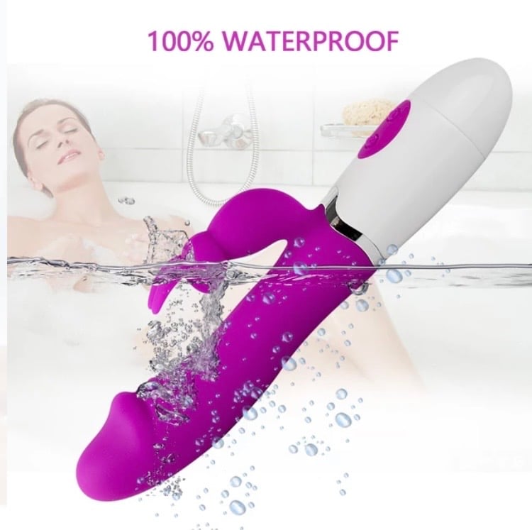 Image of Rabbit Dual Stimulator Massager Vibration Silicone Waterproof