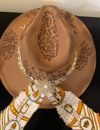 Image 4 of “He Loved Me First” Narrow Brim Hand-burned Panama hat