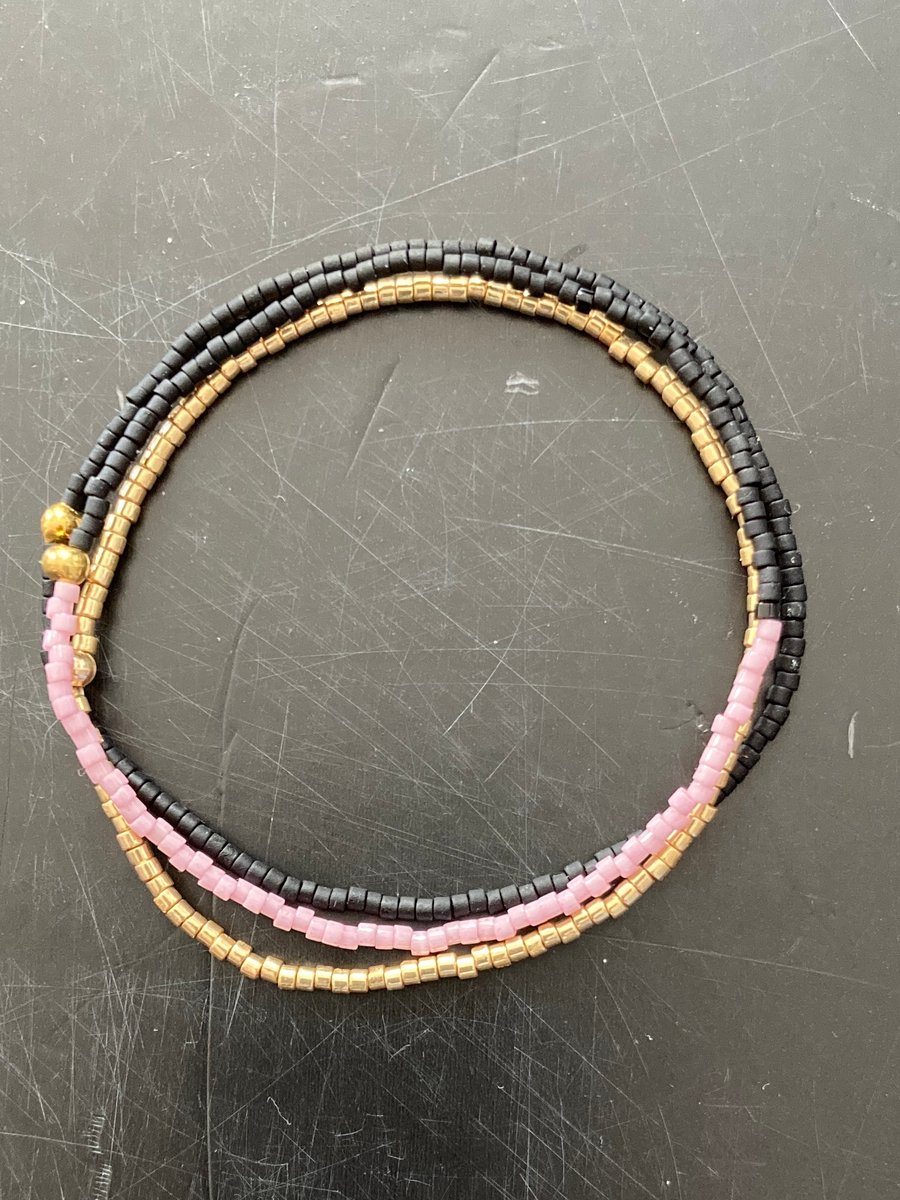 Image of Pink, Gold and Black Stack Bracelets