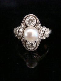 Image 1 of EDWARDIAN FRENCH 18CT CULTURED PEARL AND OLD CUT DIAMOND RING