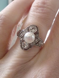 Image 3 of EDWARDIAN FRENCH 18CT CULTURED PEARL AND OLD CUT DIAMOND RING