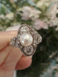 Image 4 of EDWARDIAN FRENCH 18CT CULTURED PEARL AND OLD CUT DIAMOND RING