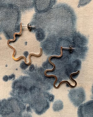 Image of "Ahhhh" recycled silver irregular wiggly hoops