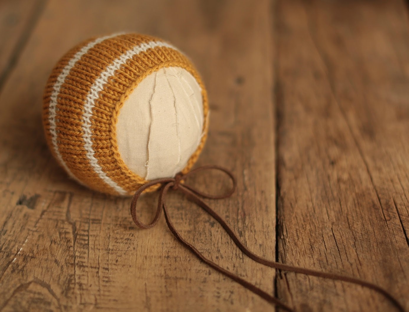 Image of Mustard Striped Alpaca Bonnet