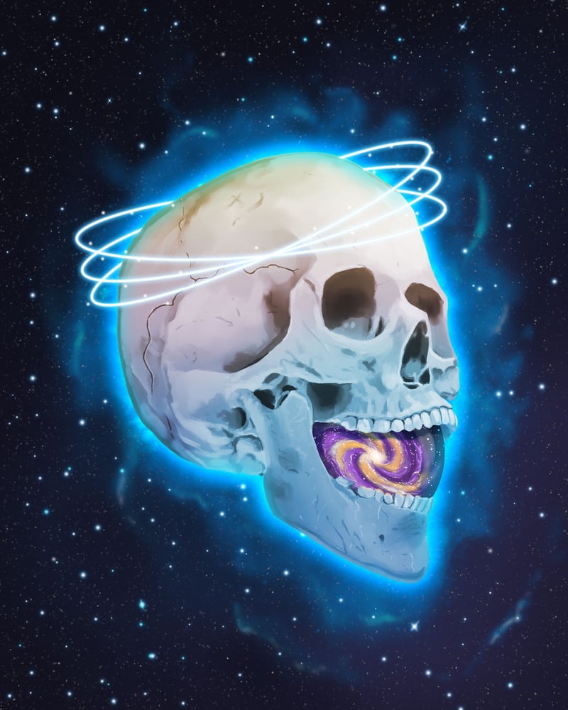 Image of Cosmic Skull Holographic Print