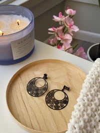 Image 3 of Black Flower Power Hoops