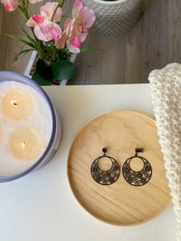 Image 1 of Black Flower Power Hoops