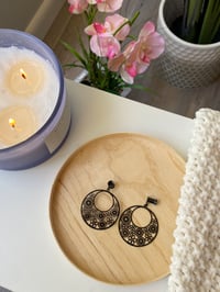 Image 4 of Black Flower Power Hoops