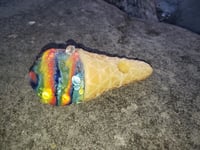 Image 1 of rainbow sherbert  sugar cone 