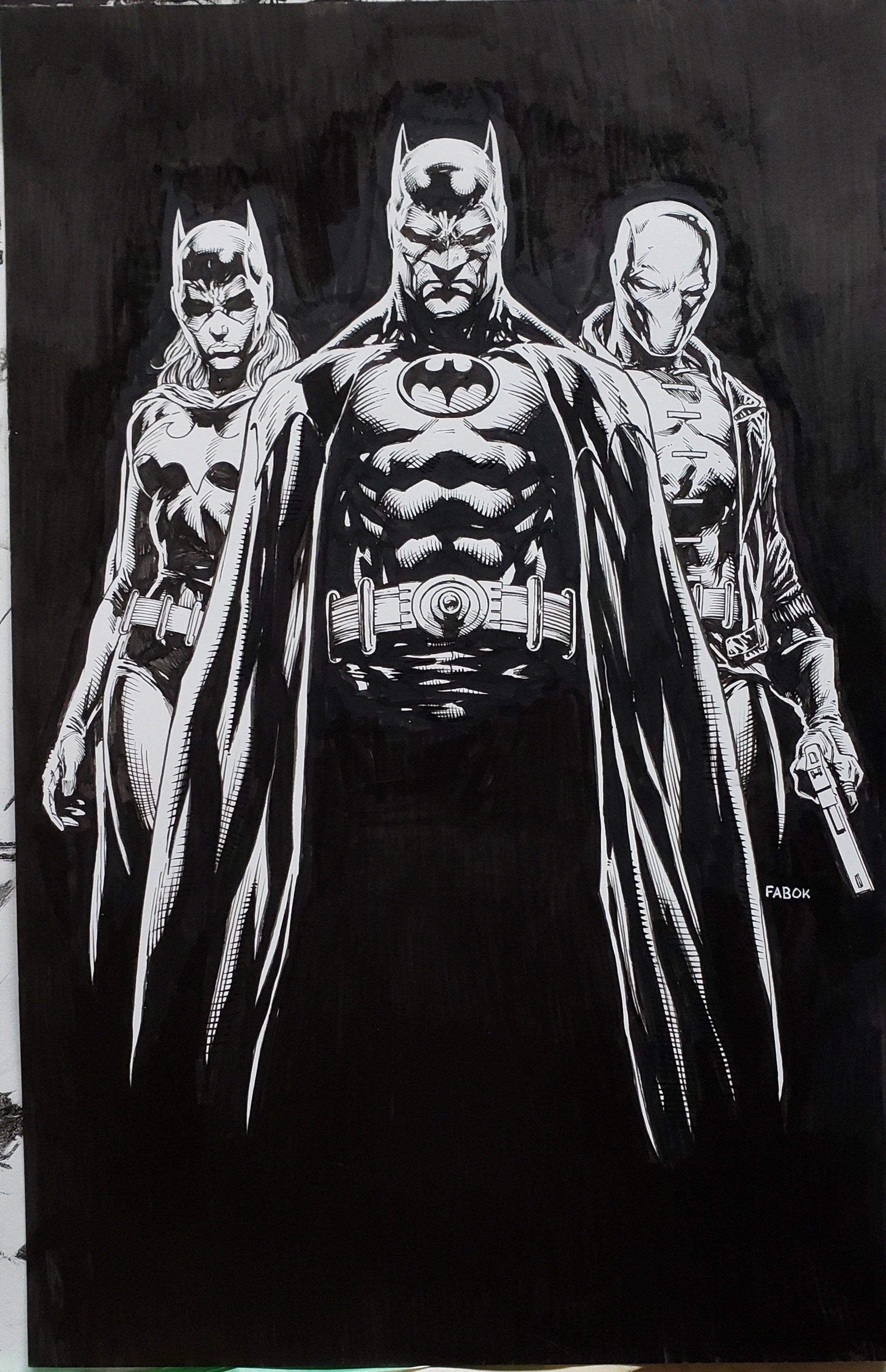 Absolute Batman Three Jokers "Heroes" Cover original art. Jason Fabok