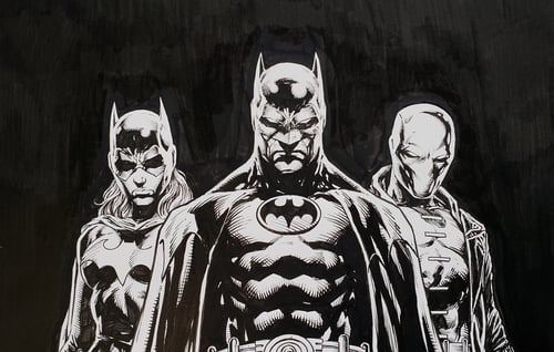 Image of Absolute Batman: Three Jokers "Heroes" Cover original art.
