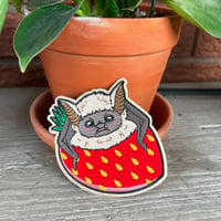 Image 1 of Canyon Bat Strawberry Love - 3.5 Inch wide Embroidered Patch Iron on Back