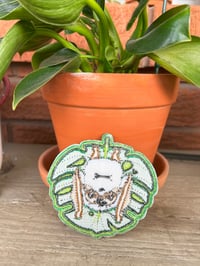 Image 2 of Grumpy Northern Ghost bat &amp; Monstera plant - 3.5 Inch wide embroidered patch