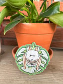 Grumpy Northern Ghost bat &amp; Monstera plant - 3.5 Inch wide embroidered patch