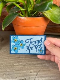 Image 3 of Forget Me Not - Alzheimers Awareness Patch - 75% embroidery, 4 Inch Wide