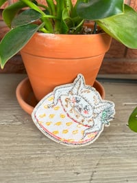 Image 3 of Canyon Bat Strawberry Love - 3.5 Inch wide Embroidered Patch Iron on Back