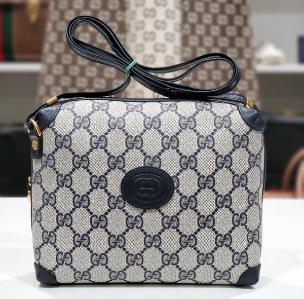 Image of Vtg Gucci Blue Mono Crossbody bag