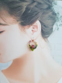 Image 5 of Red Hoop Leaf Earrings R3 | Shoujo Fairytale