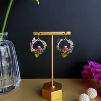 Image 1 of Red Hoop Leaf Earrings R3 | Shoujo Fairytale