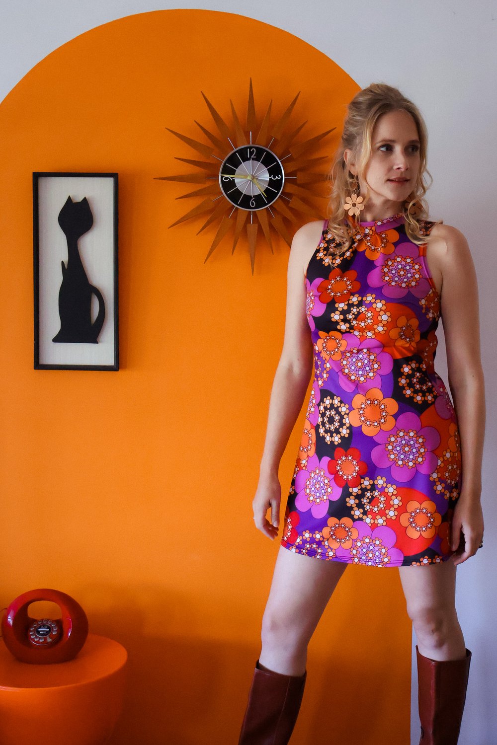 Turtle Neck Mini In Get Groovy Redand Purple
