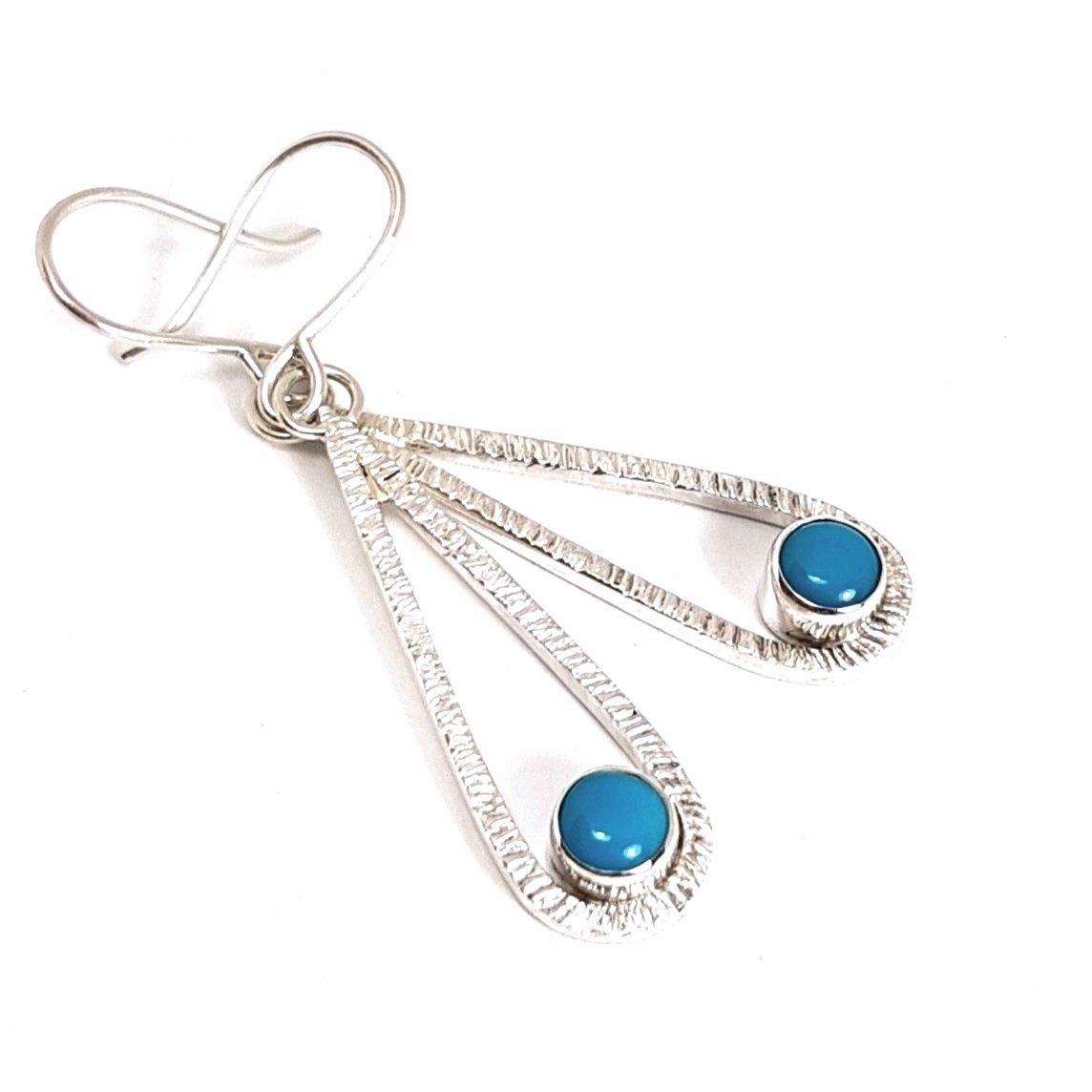 Image of Turquoise Dangle Earrings, Handmade Sterling Silver Earrings with Genuine Turquoise, Recycled Silver