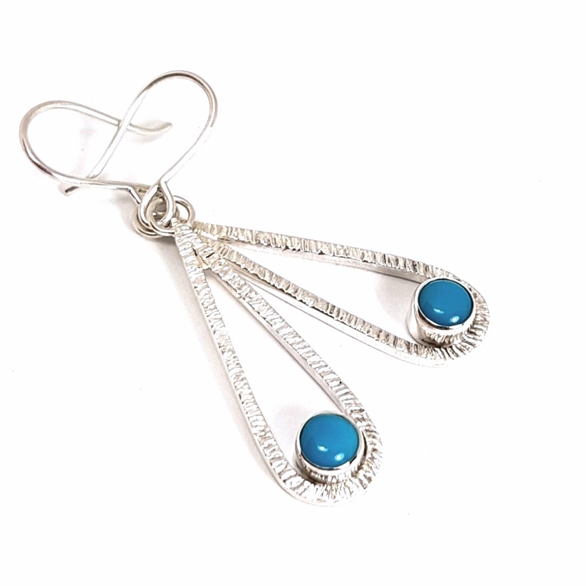 Image of Turquoise Drop Earrings, Sterling Silver Teardrop Earrings with Turquoise, Handmade Jewellery