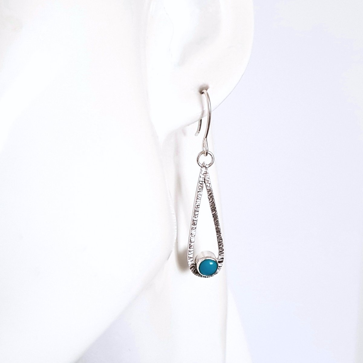 Image of Turquoise Drop Earrings, Sterling Silver Teardrop Earrings with Turquoise, Handmade Jewellery