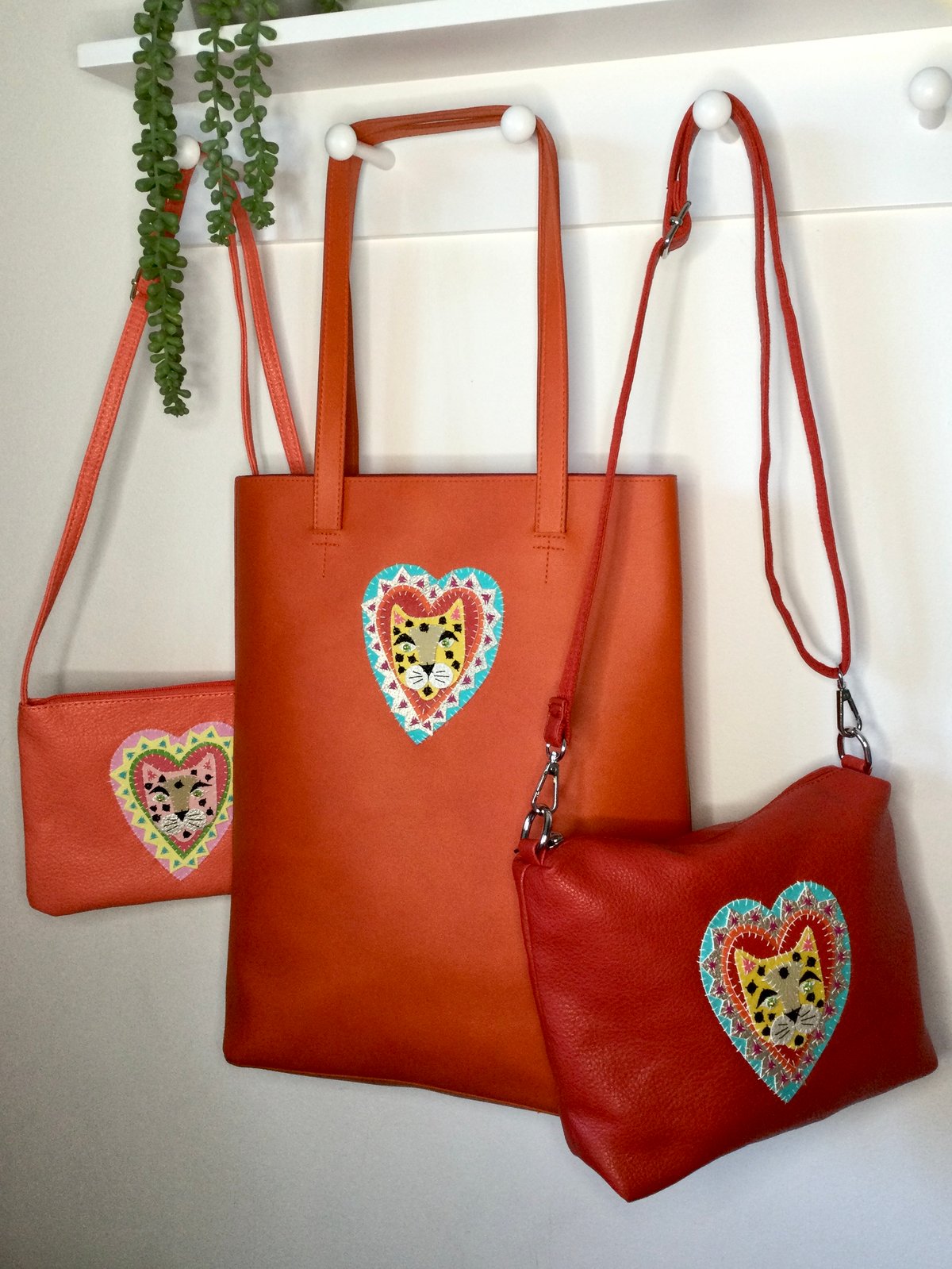 Image of Coral Leopard Heart Crossbody Bag