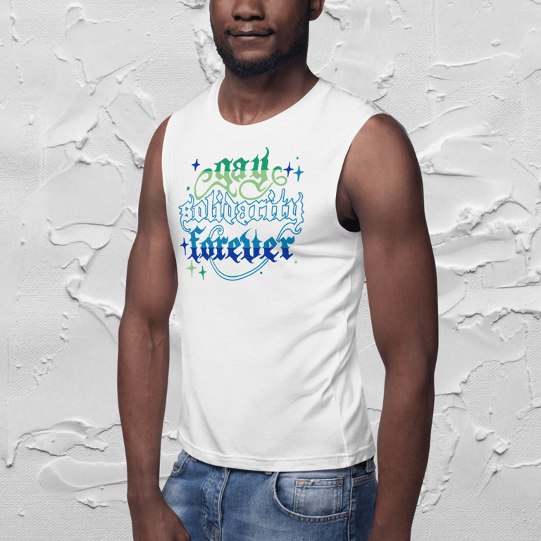 Gay Solidarity Forever Calligraphy Printed Unisex Tank Image 2