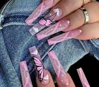 Image 2 of 5 sets press On Nails with Rhinestones and Fashion Designs