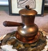 Danish Copper pot with wooden handle & hammered mini tray