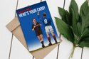 Birthday Card for Rangers Fans | Gazza 'Here's Your Card' Player Illustration