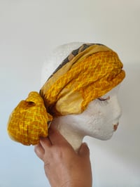 Image 1 of Headband hair wrap with wire -reversible yellow