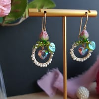 Image 2 of Pink Heart Hoop Earrings P3A | Shoujo Fairytale