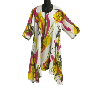 Image of Iris Dress - European Handkerchief Linen - Hand painted Sunshine Design