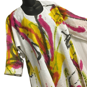 Image of Iris Dress - European Handkerchief Linen - Hand painted Sunshine Design