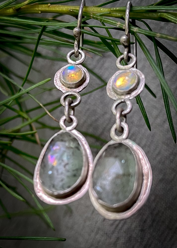 Image of Opal and Moss Aquamarine Earrings