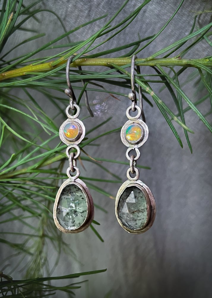 Image of Opal and Moss Aquamarine Earrings