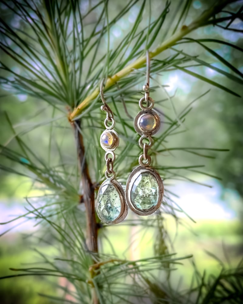 Image of Opal and Moss Aquamarine Earrings