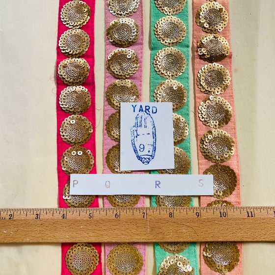 Image of Silk ribbon with rondeles of sequins