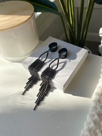 Image 1 of Waterfall Rhinestone Tassels (Black)