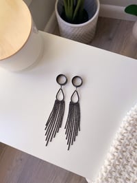 Image 2 of Waterfall Rhinestone Tassels (Black)