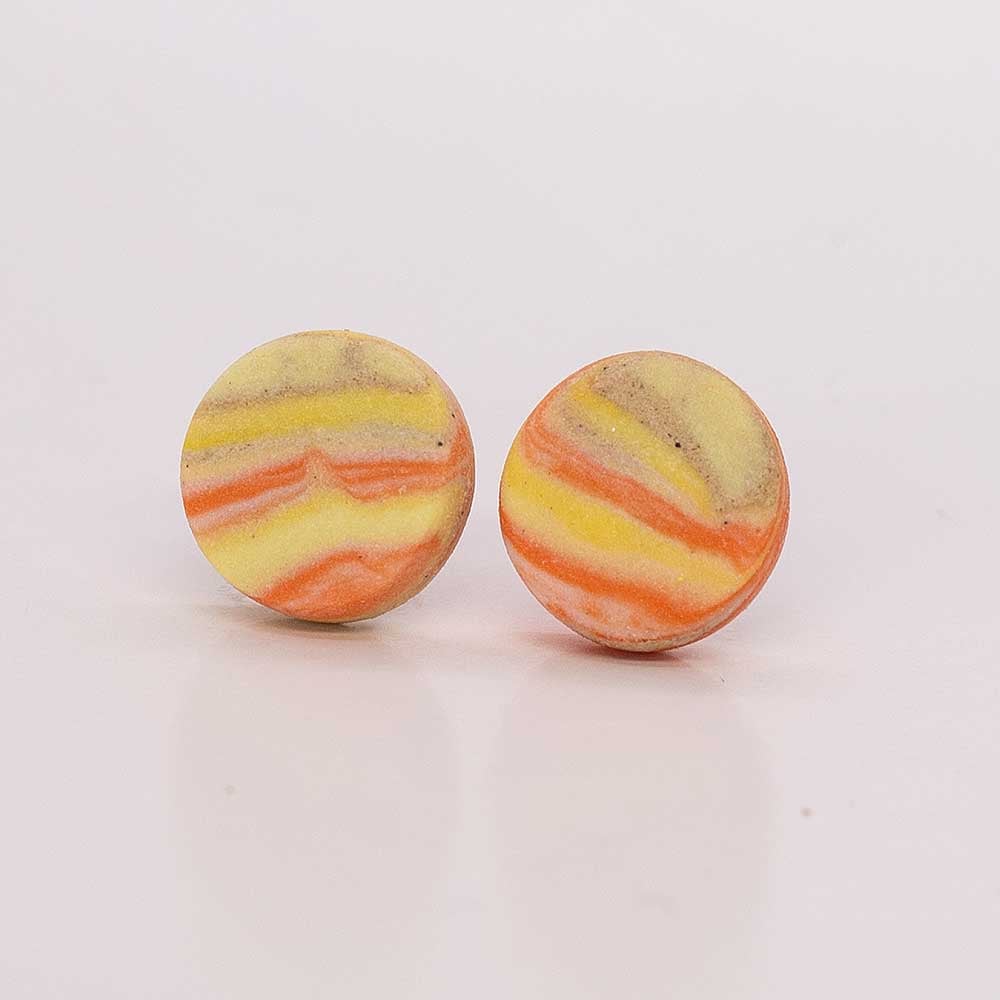 Image of Handmade Australian porcelain stud earrings - yellow, orange and sand