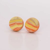 Handmade Australian porcelain stud earrings - yellow, orange and sand