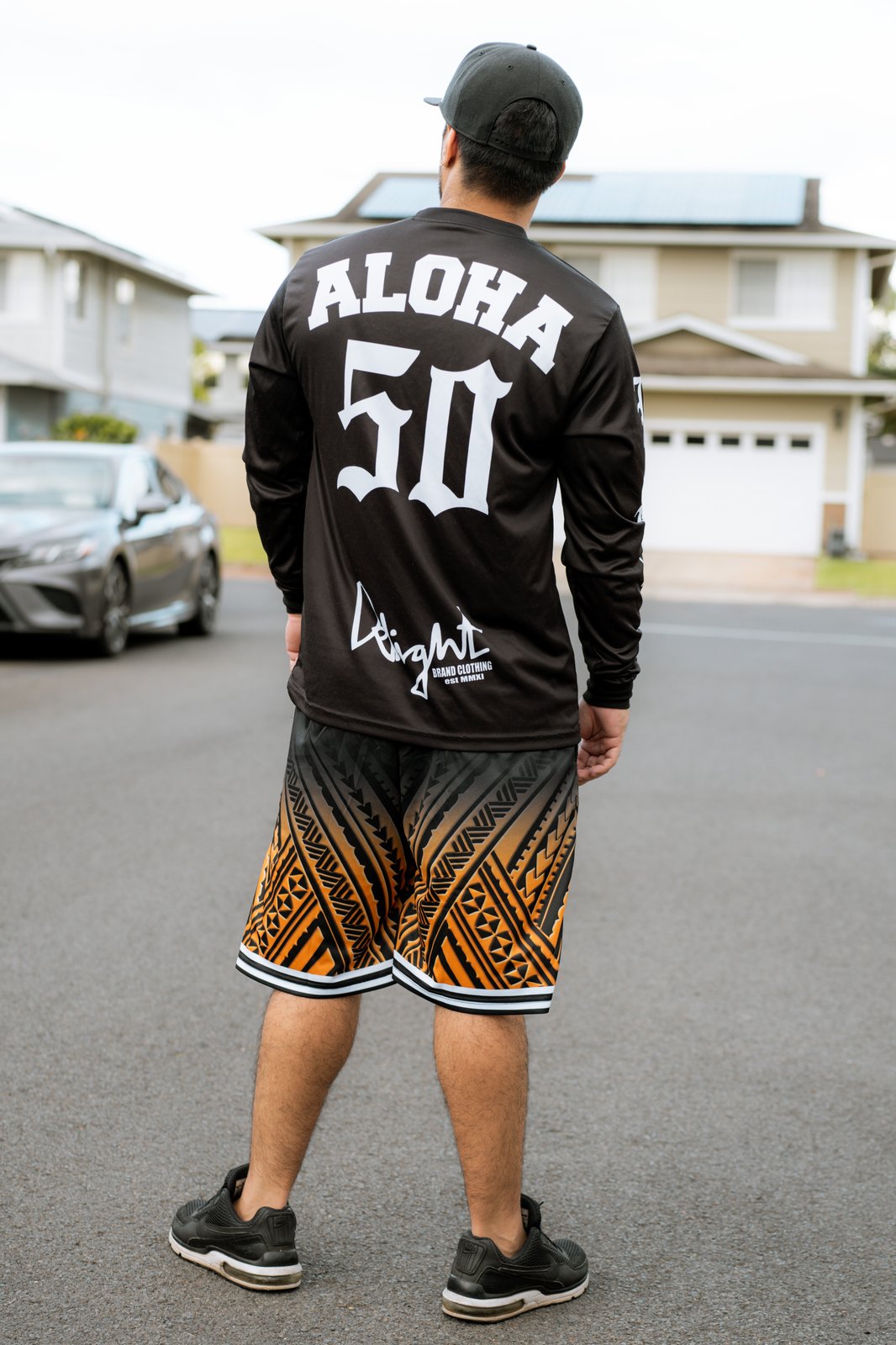 Hawaiian print basketball shorts online