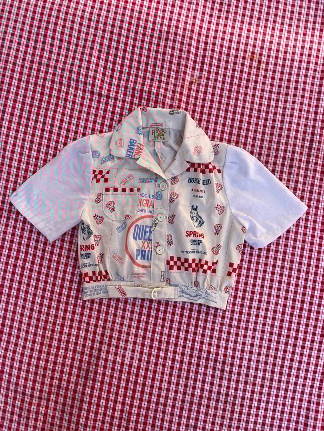 Feedsack Cropped Blouse SMALL