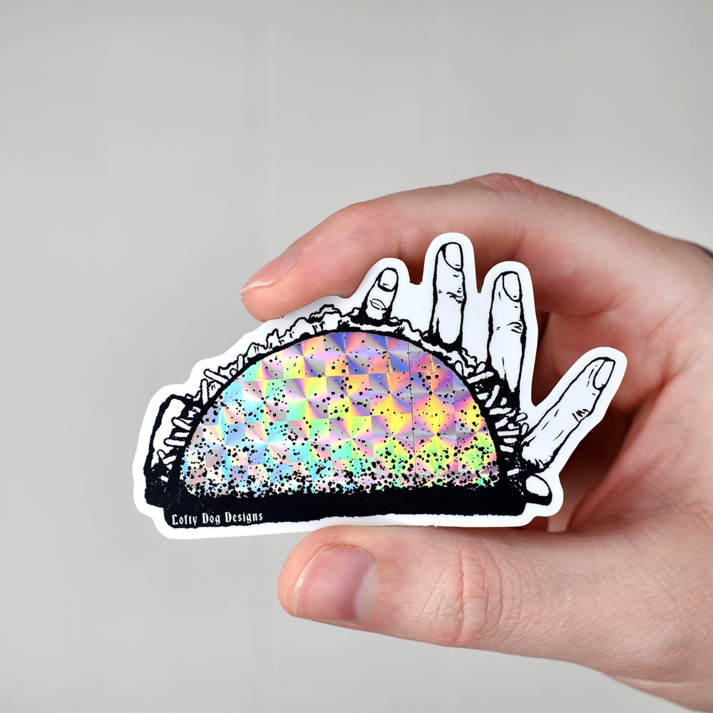 Hand Taco Prismatic Vinyl Sticker