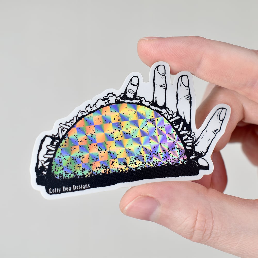 Hand Taco Prismatic Vinyl Sticker