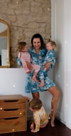 Pyjama femme - Toile de Jouy turquoise version short