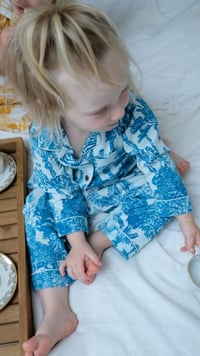 Image 4 of Pyjama enfant - Toile de Jouy turquoise
